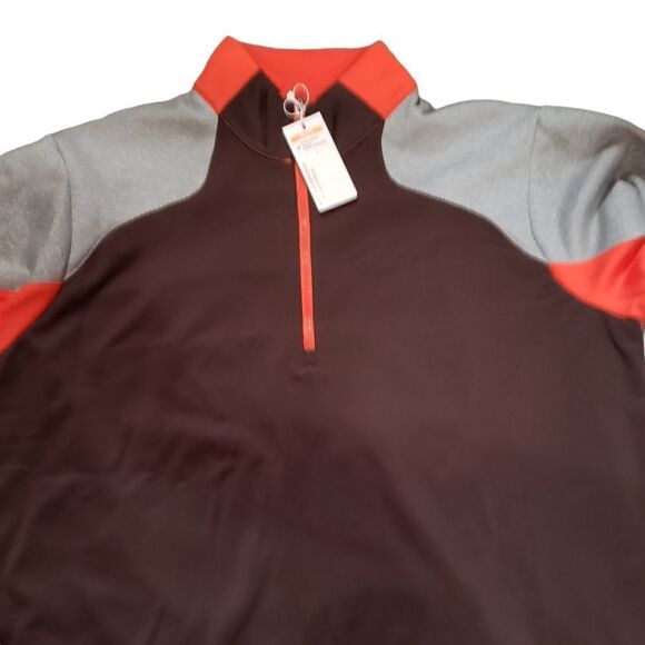 NWT ANTIGUA Mighty Brown Orange Half Zip Up Pullover Long Sleeve Top MEDIUM - Picture 3 of 10